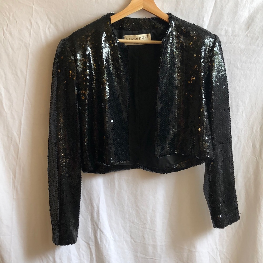 Bill Blass vintage sequin jacket cropped.